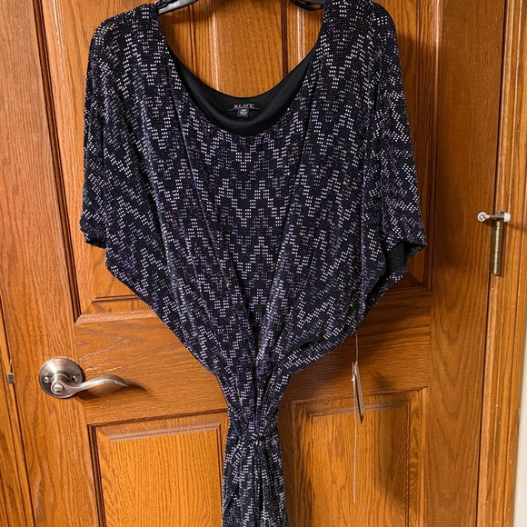 SLNY Dresses & Skirts - SLNT 14W Sparkly Black and Silver Slinky Dress with Tie at Waist NEW Comfortable